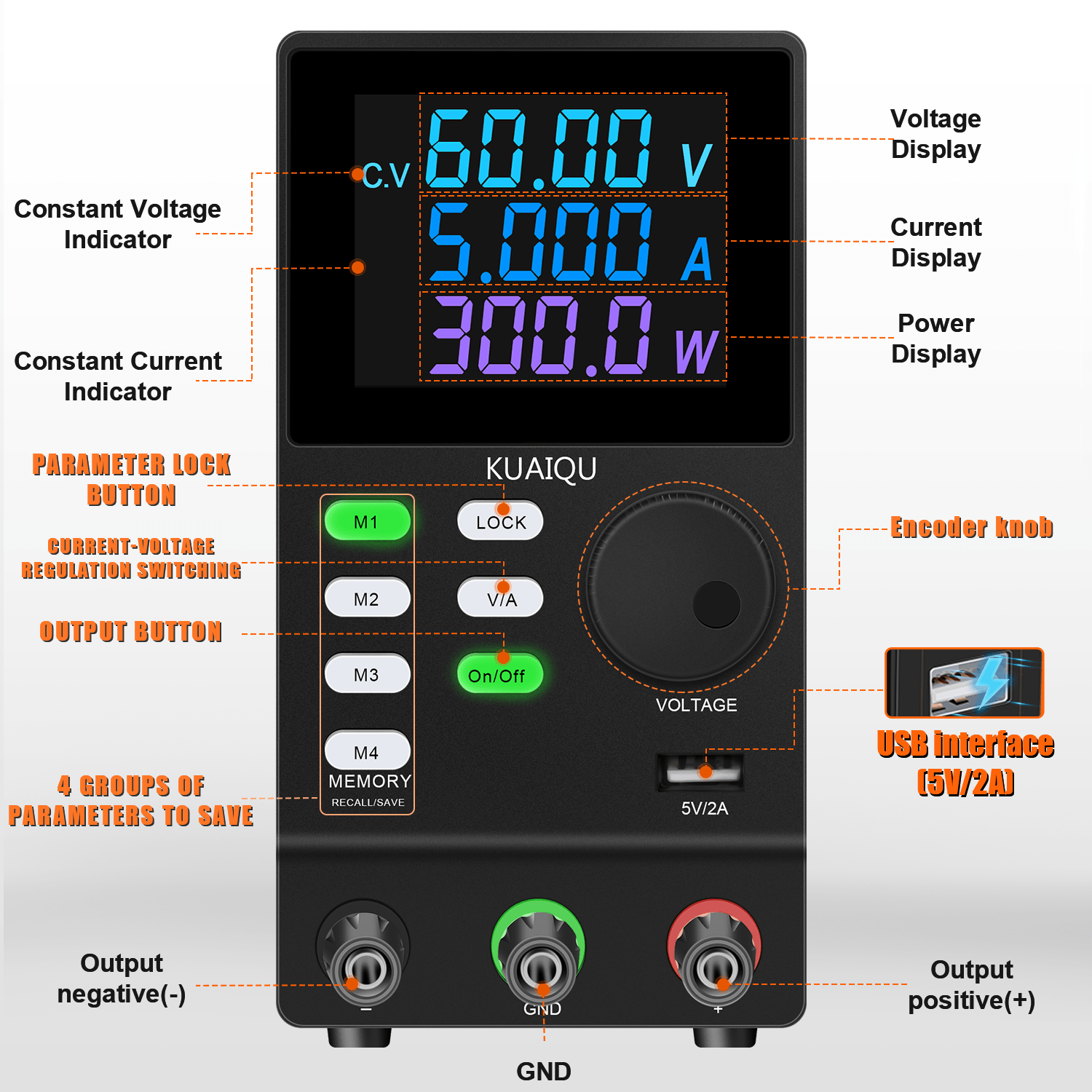 KUAIQU SPPS605D-232 300W Adjus - đánh giá và giá Programmable Dc Power Supply 60V 5A
